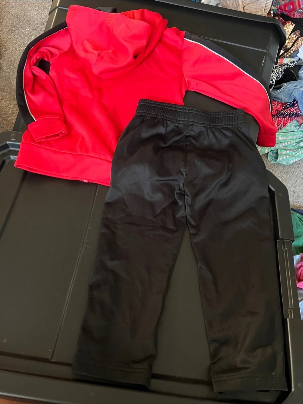 Puma Red and Black Kids Hooded Track Set